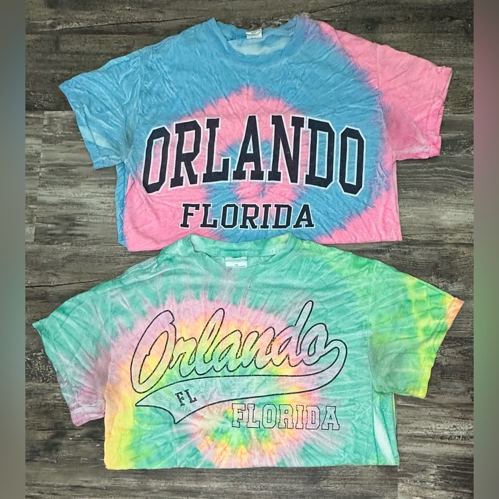 Lot of 2 Orlando Florida short sleeve tie dye t shirts women’s small